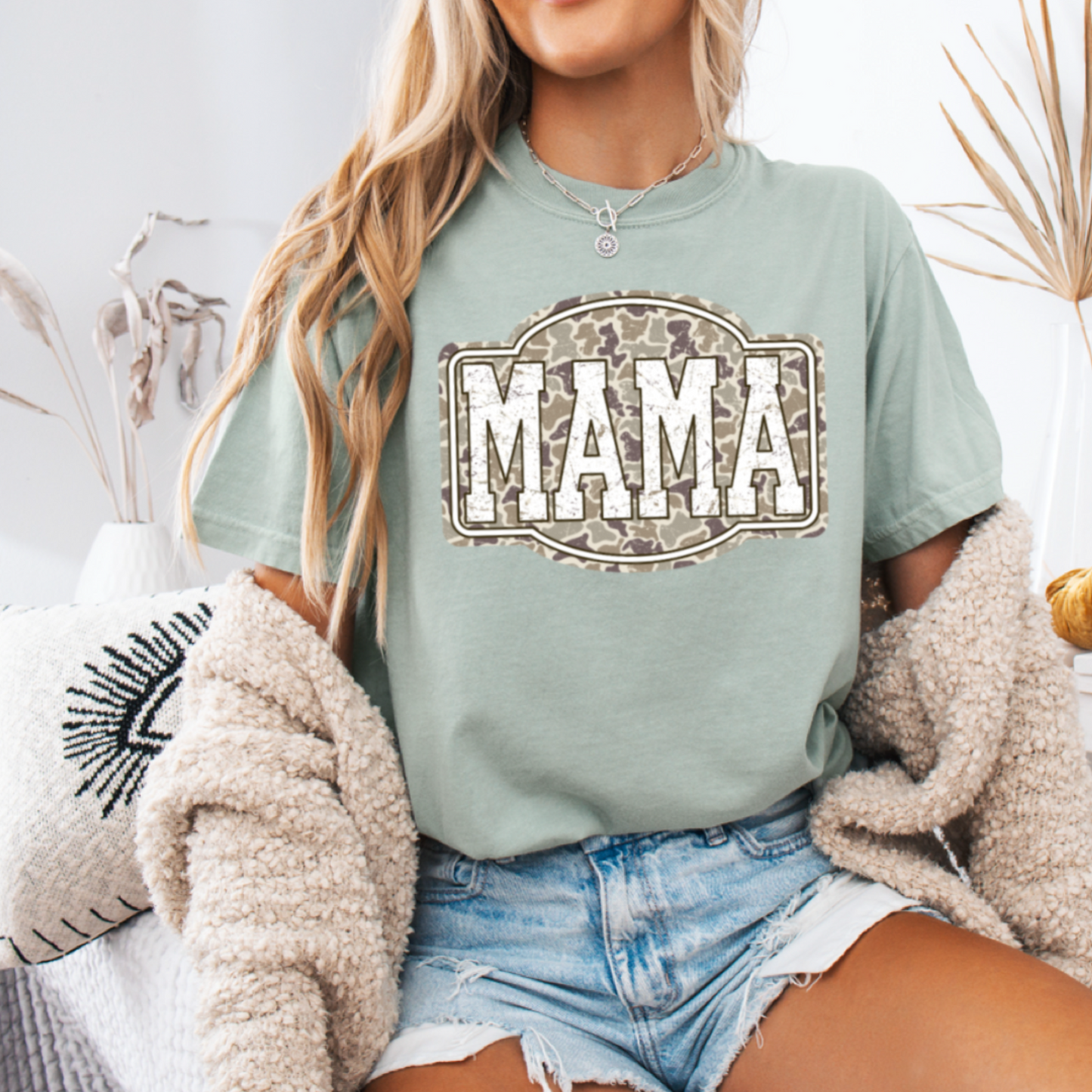 Camo Mama Comfort Color Graphic Tee