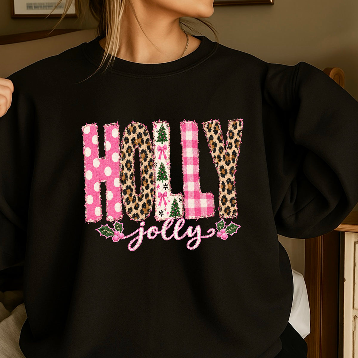 Leopard Holly Jolly Christmas DTF Transfer