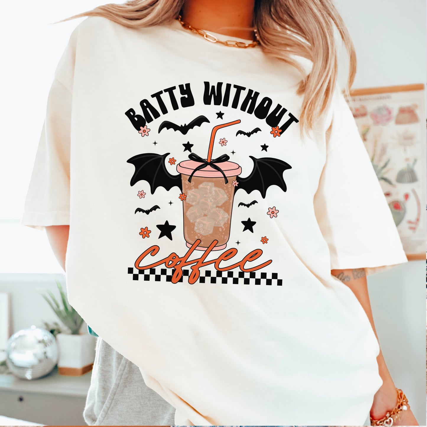 Batty Without Coffee DTF Transfer