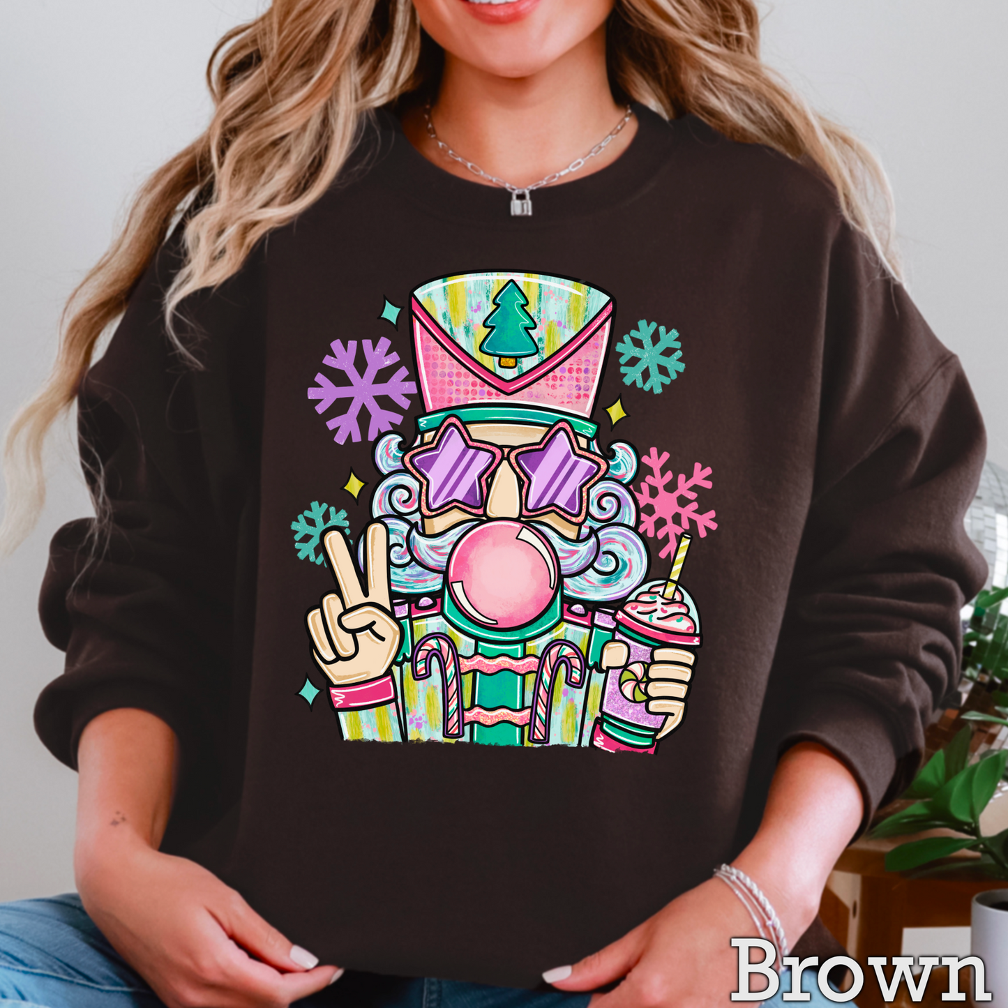 Preppy Nutcracker Graphic Crewneck Sweatshirt