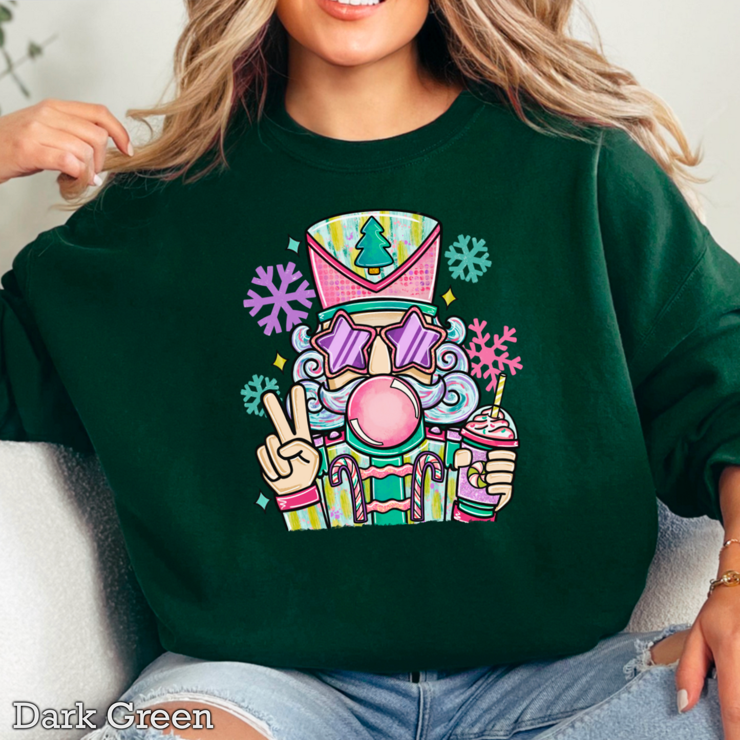 Preppy Nutcracker Graphic Crewneck Sweatshirt