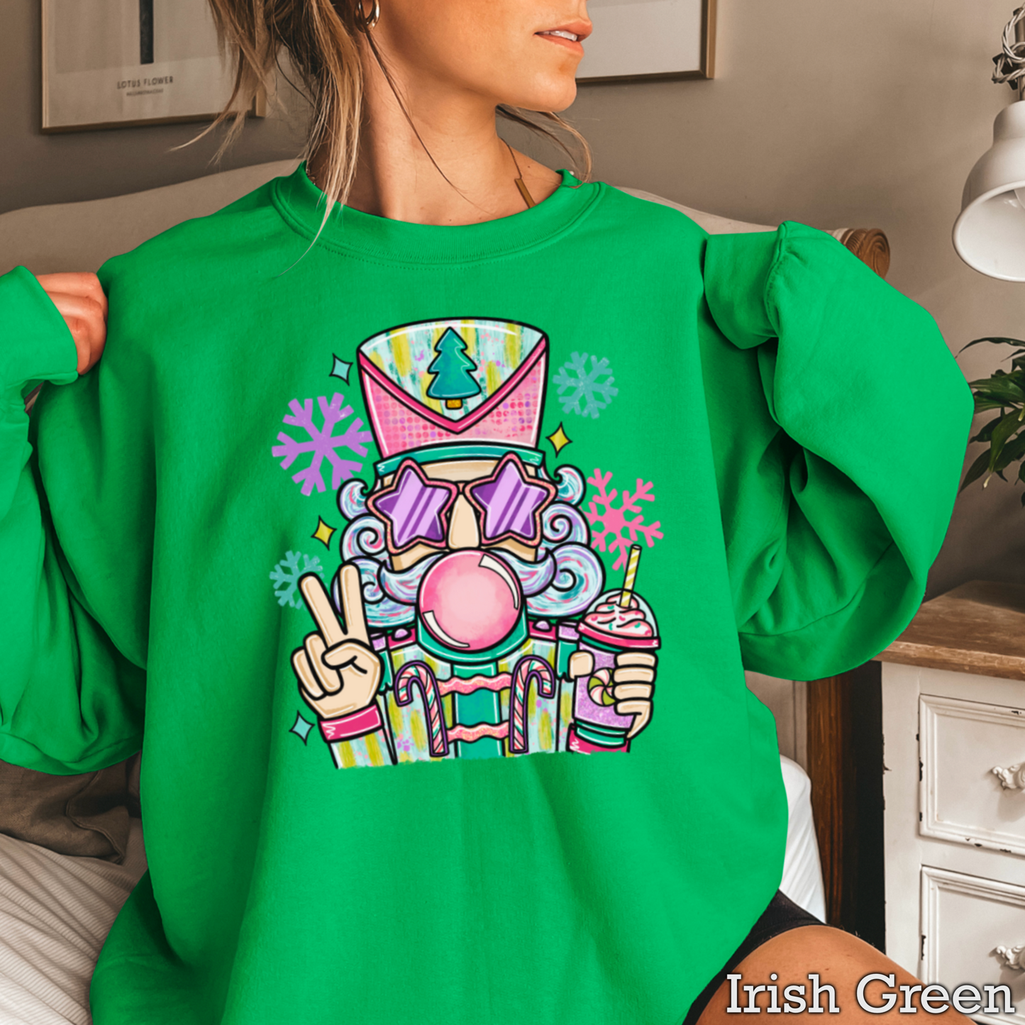 Preppy Nutcracker Graphic Crewneck Sweatshirt