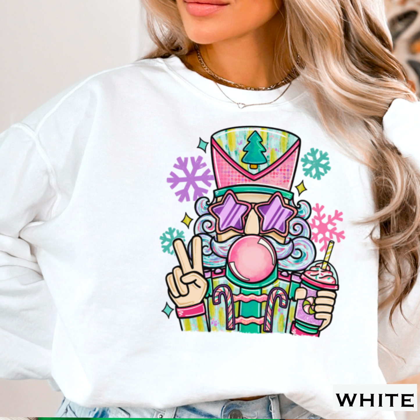 Preppy Nutcracker Graphic Crewneck Sweatshirt