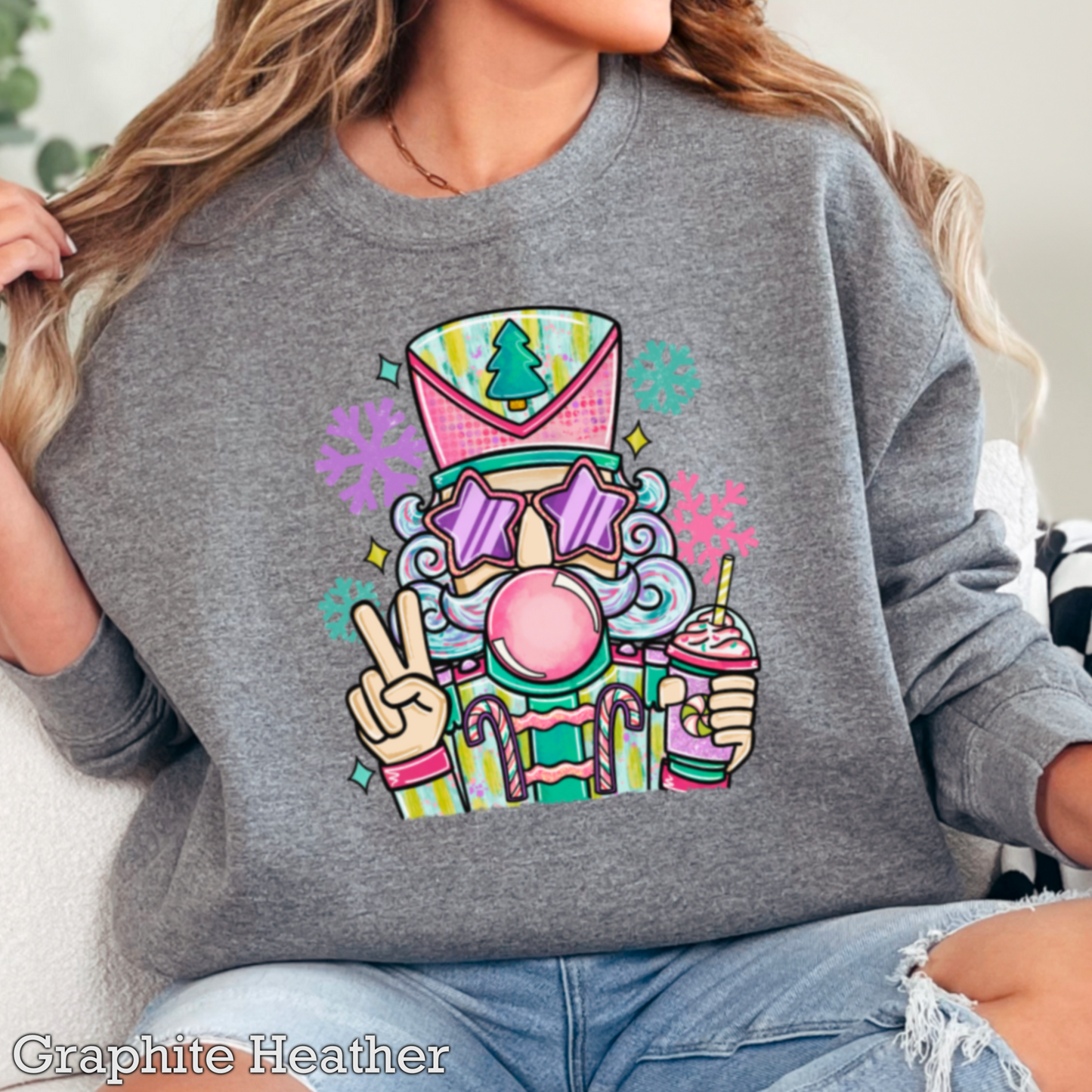 Preppy Nutcracker Graphic Crewneck Sweatshirt