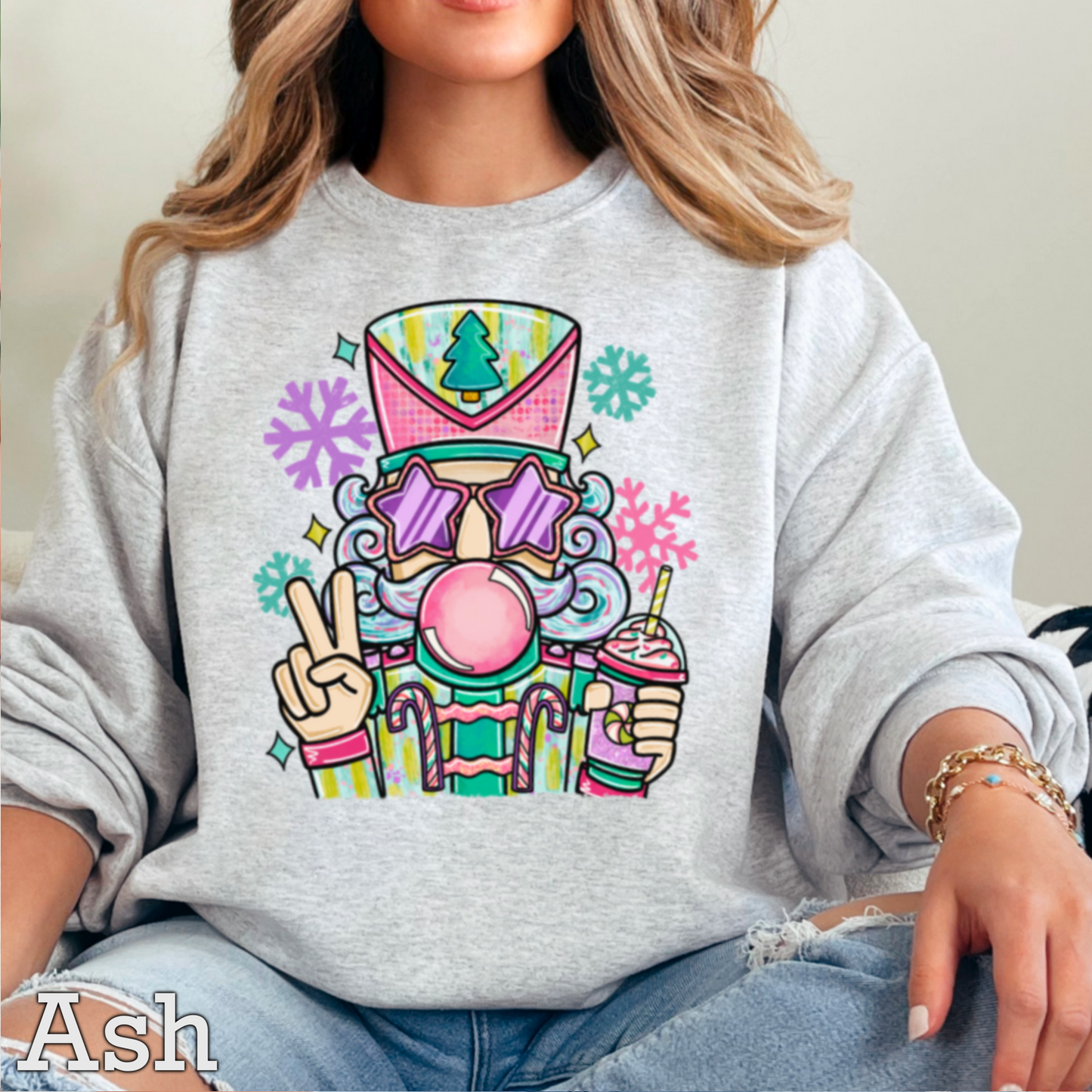 Preppy Nutcracker Graphic Crewneck Sweatshirt