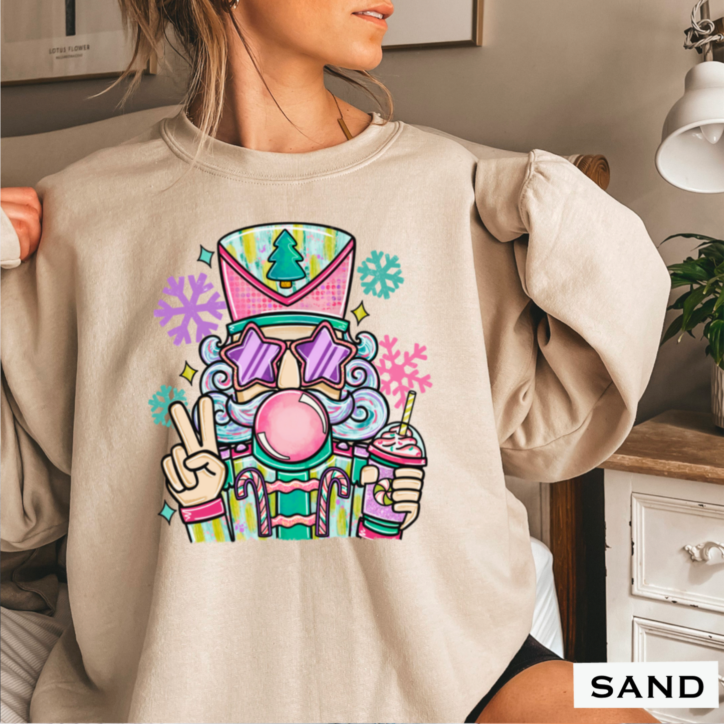 Preppy Nutcracker Graphic Crewneck Sweatshirt