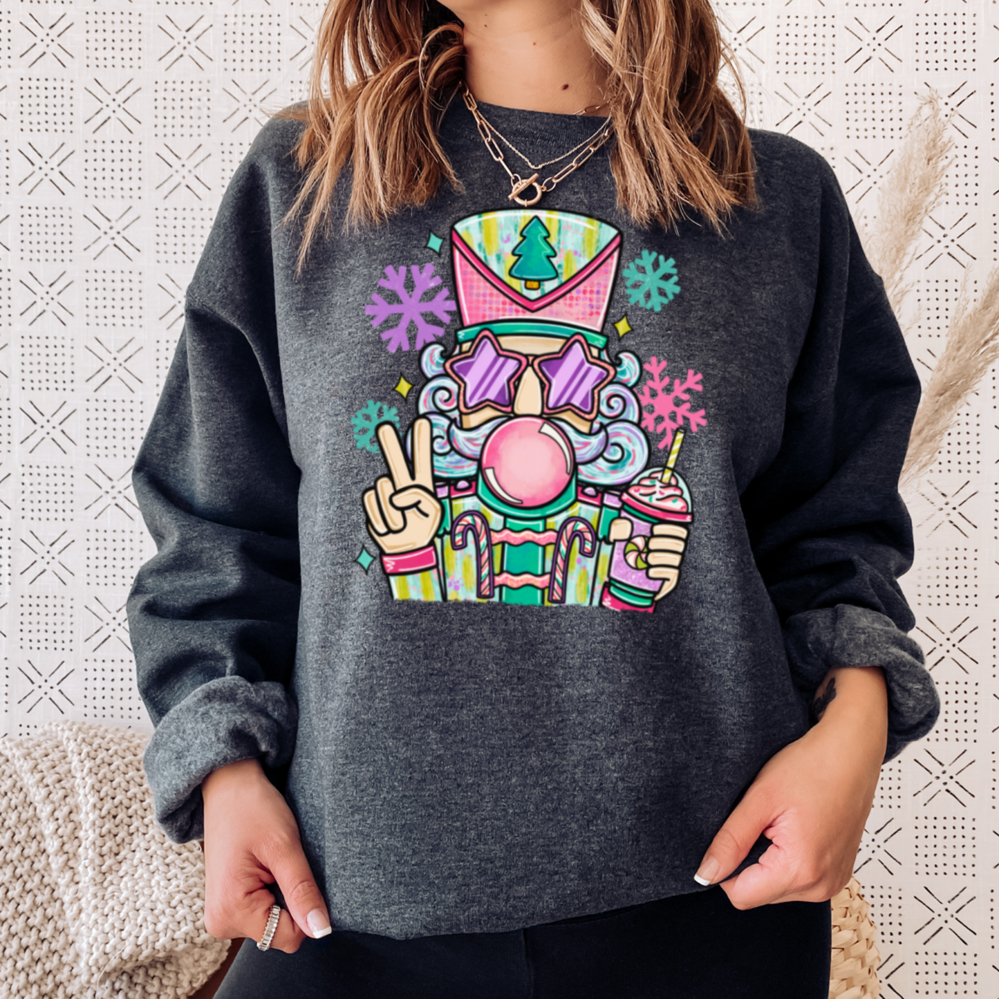 Preppy Nutcracker Graphic Crewneck Sweatshirt