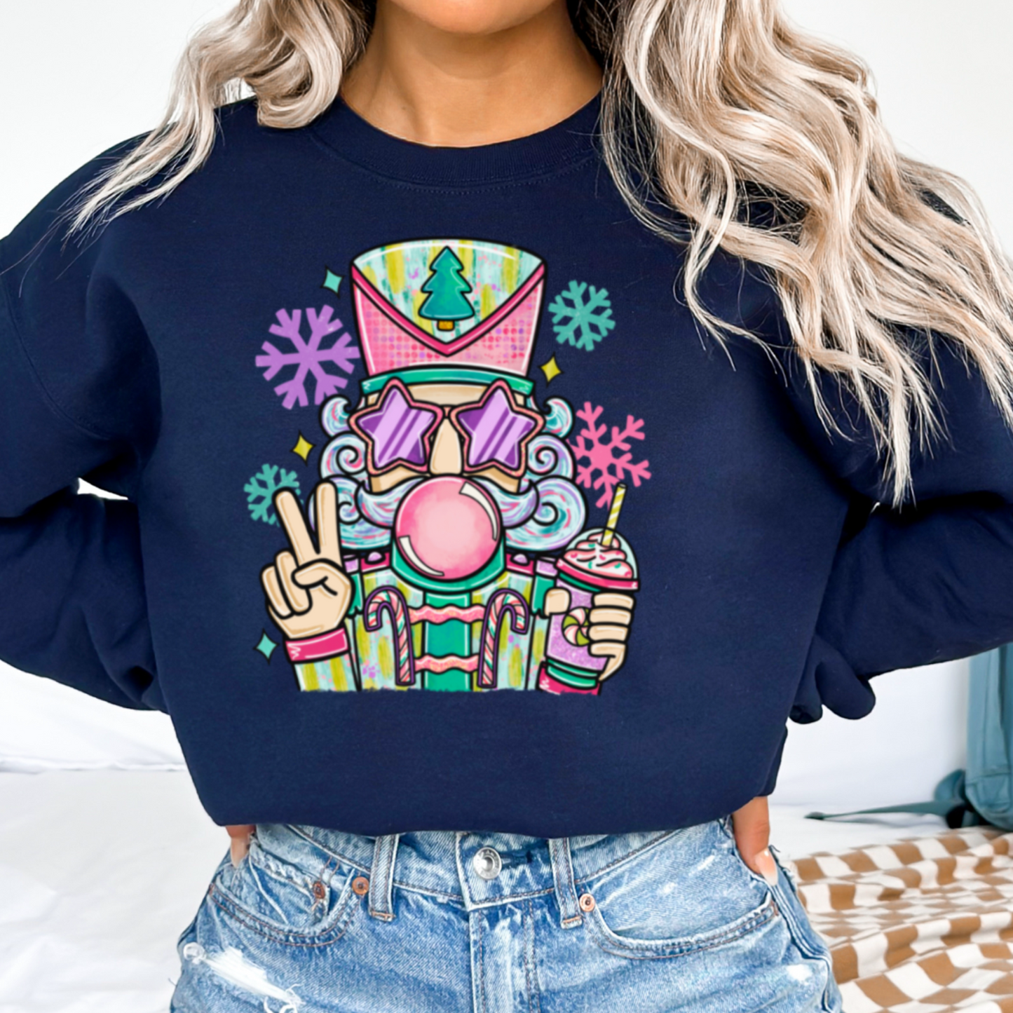 Preppy Nutcracker Graphic Crewneck Sweatshirt
