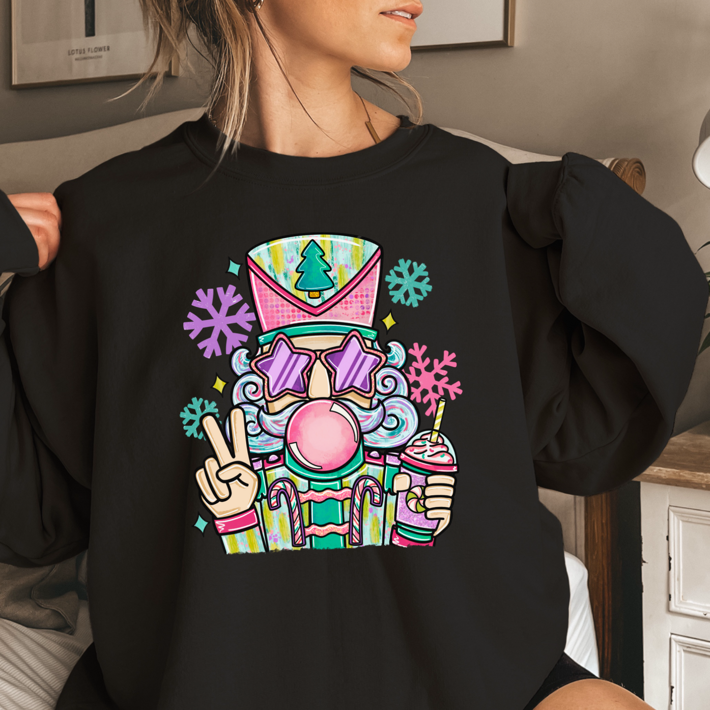 Preppy Nutcracker Graphic Crewneck Sweatshirt