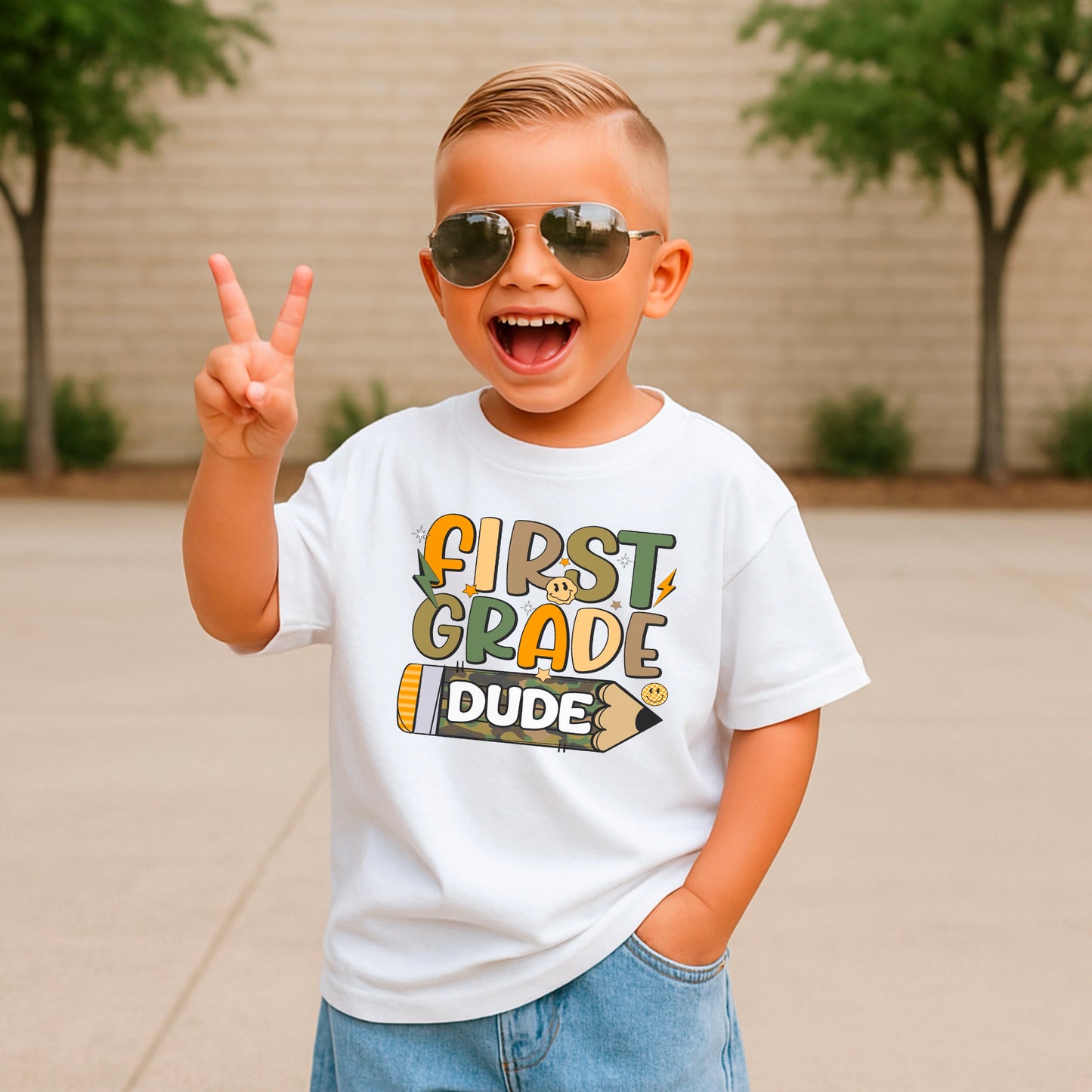 First Grade Dude Camo DTF Transfer