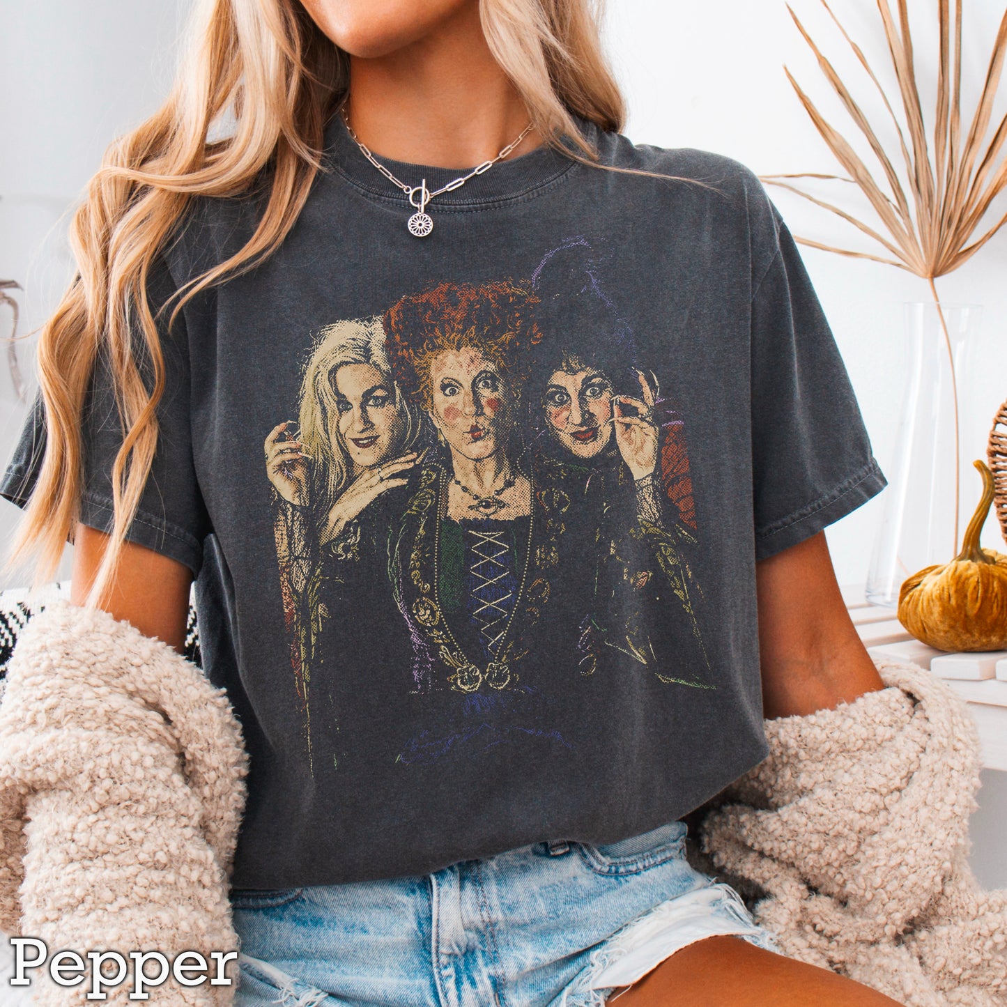 Halloween Sisters Halftone Comfort Color Graphic Tee