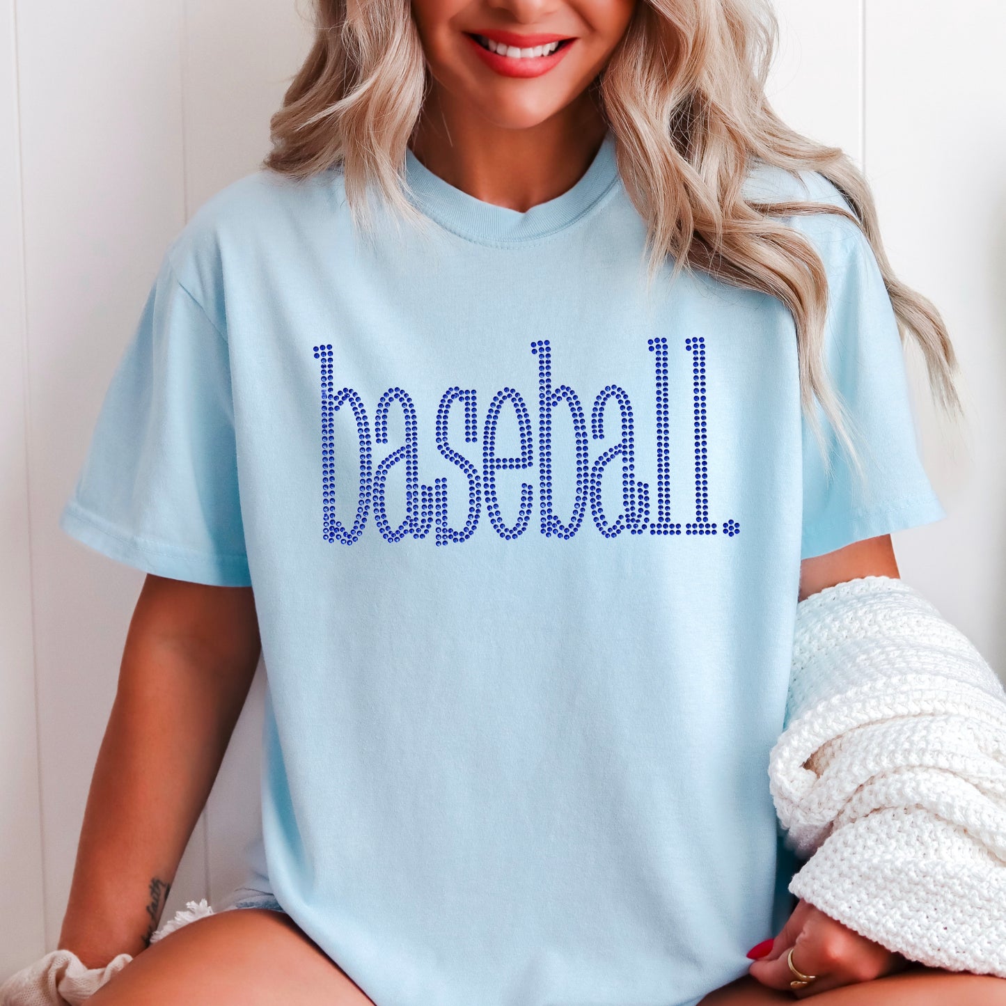 Baseball Rhinestone Transfer Royal Blue