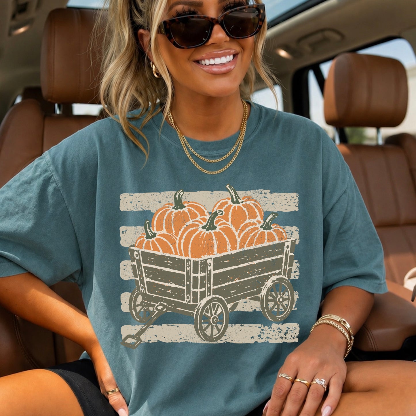 Pumpkin Wagon Fall DTF Transfer