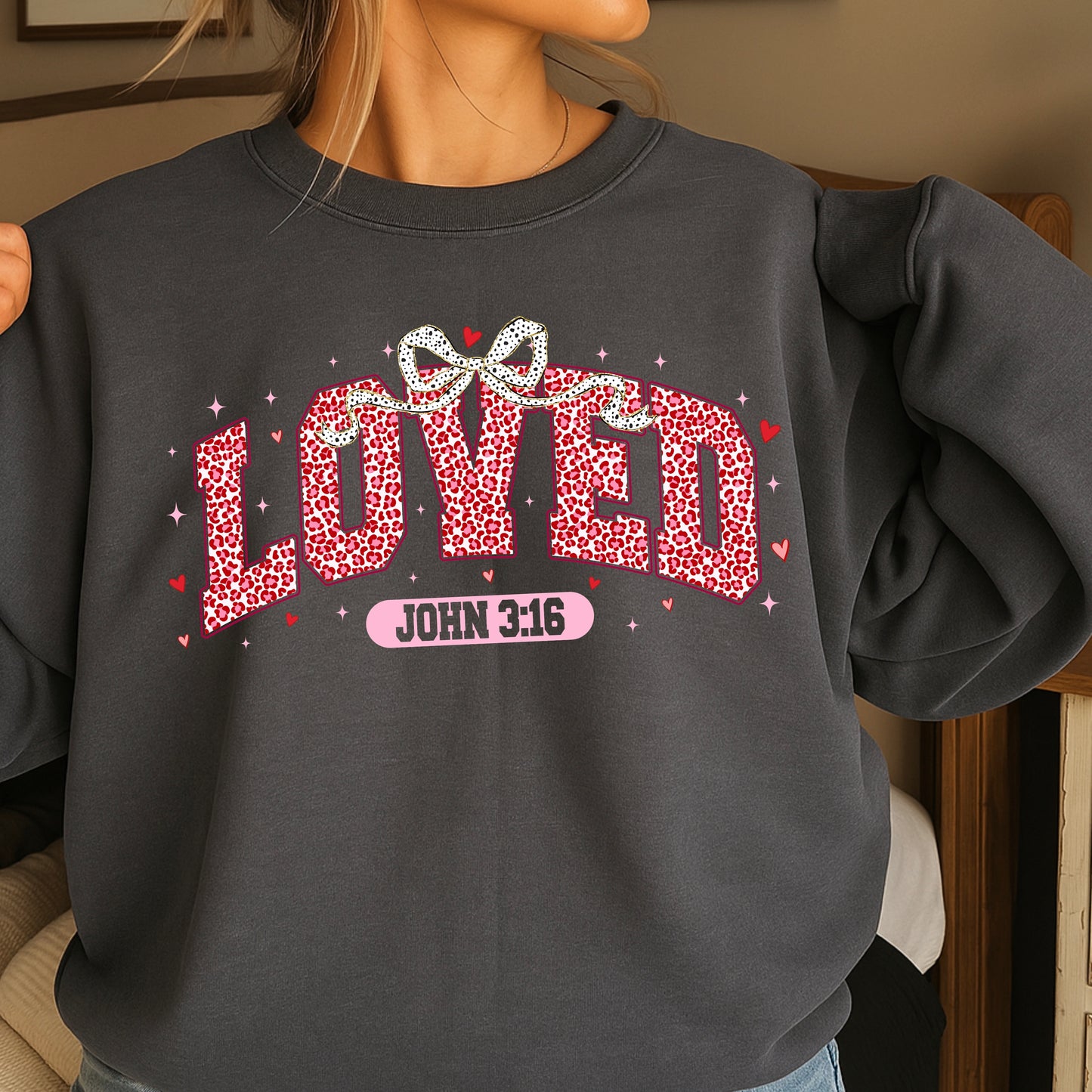 Leopard Loved John 3:16 Valentine DTF Transfer