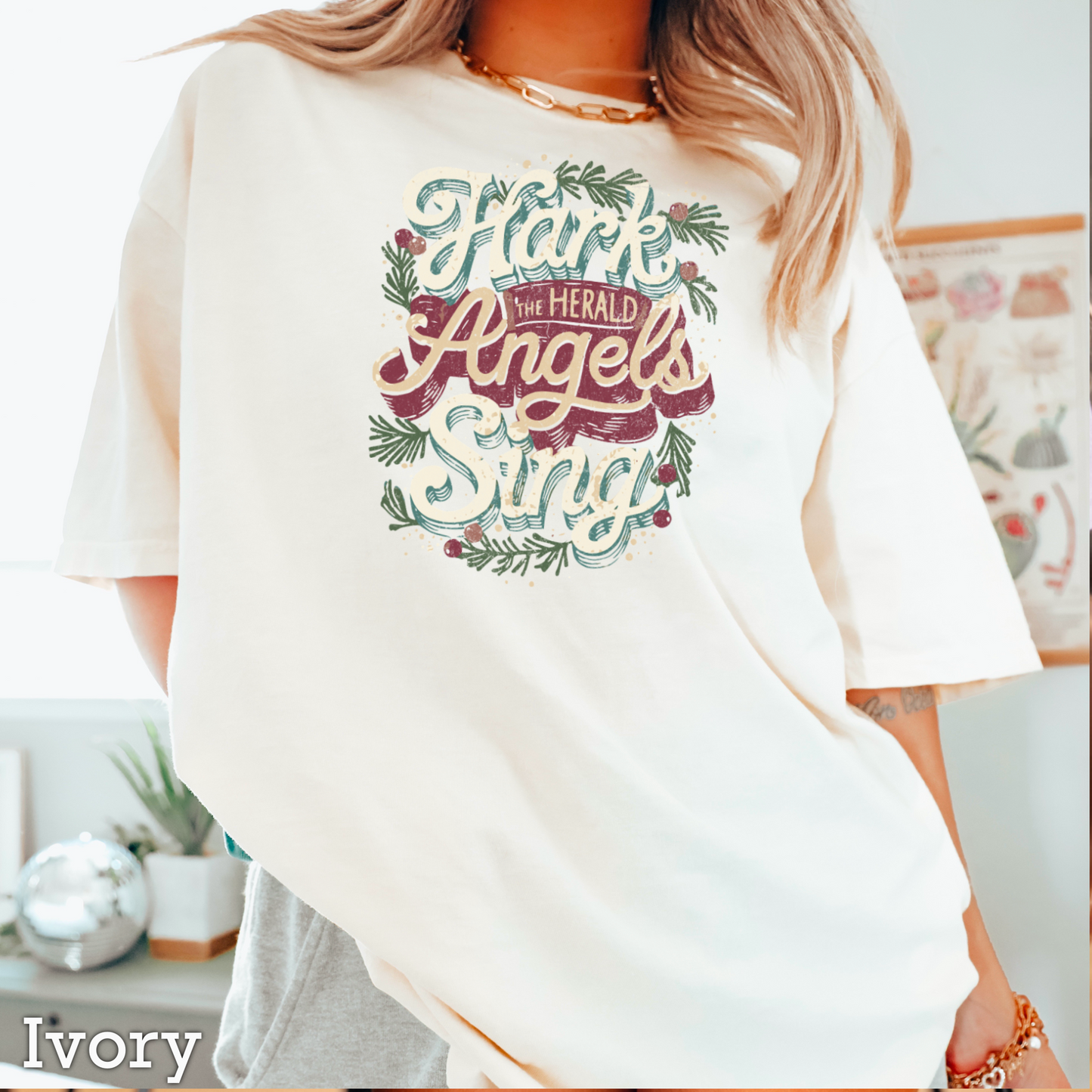 Hark The Herald Angels Sing Comfort Color Graphic Tee
