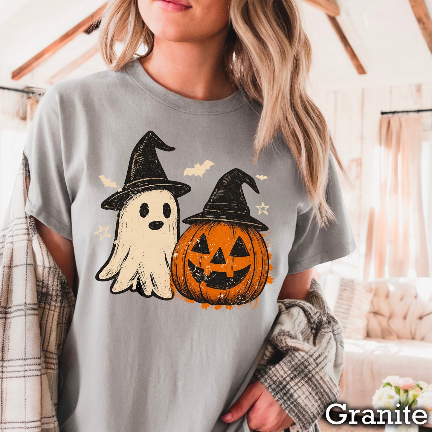 Halloween Ghost & Pumpkin DTF Transfer