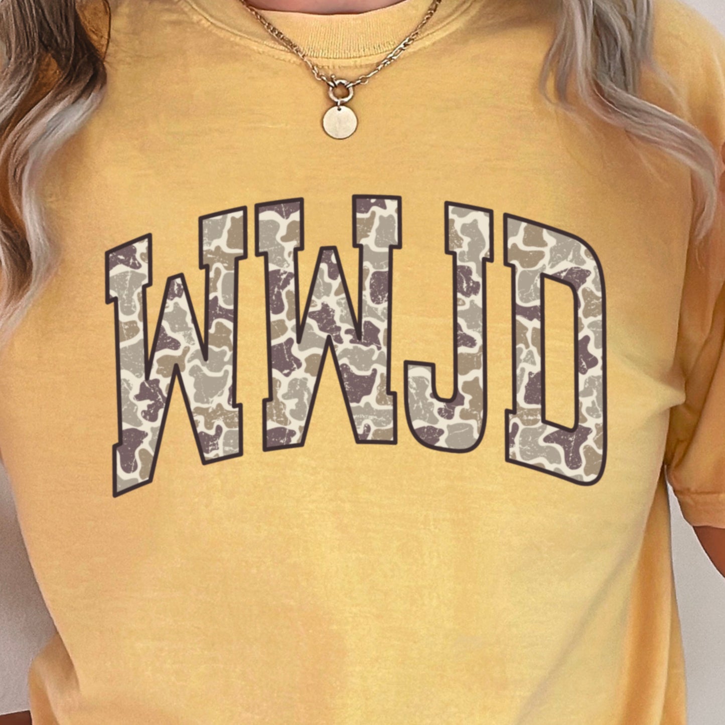 WWJD Camo Christian Comfort Color Graphic Tee
