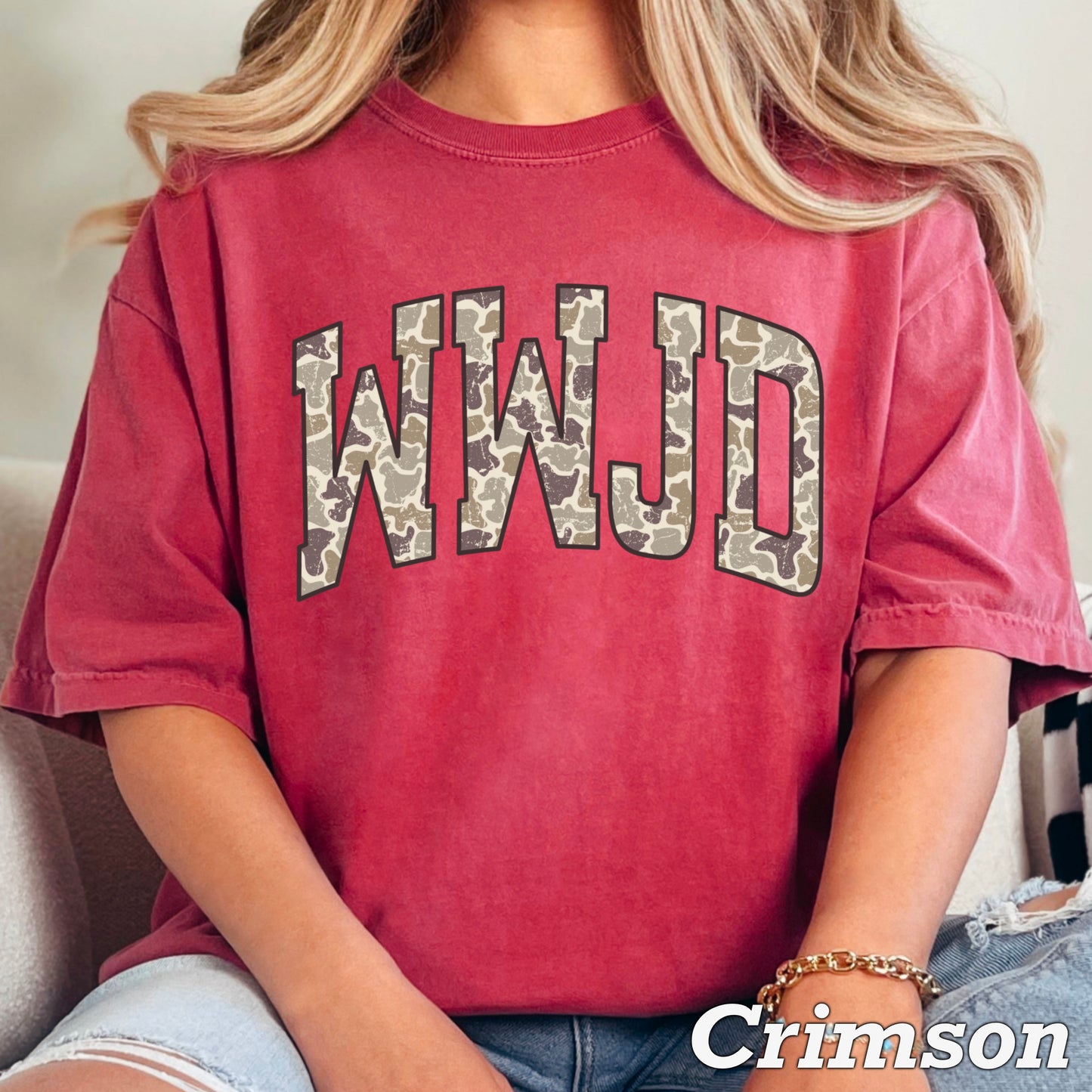 WWJD Camo Christian Comfort Color Graphic Tee