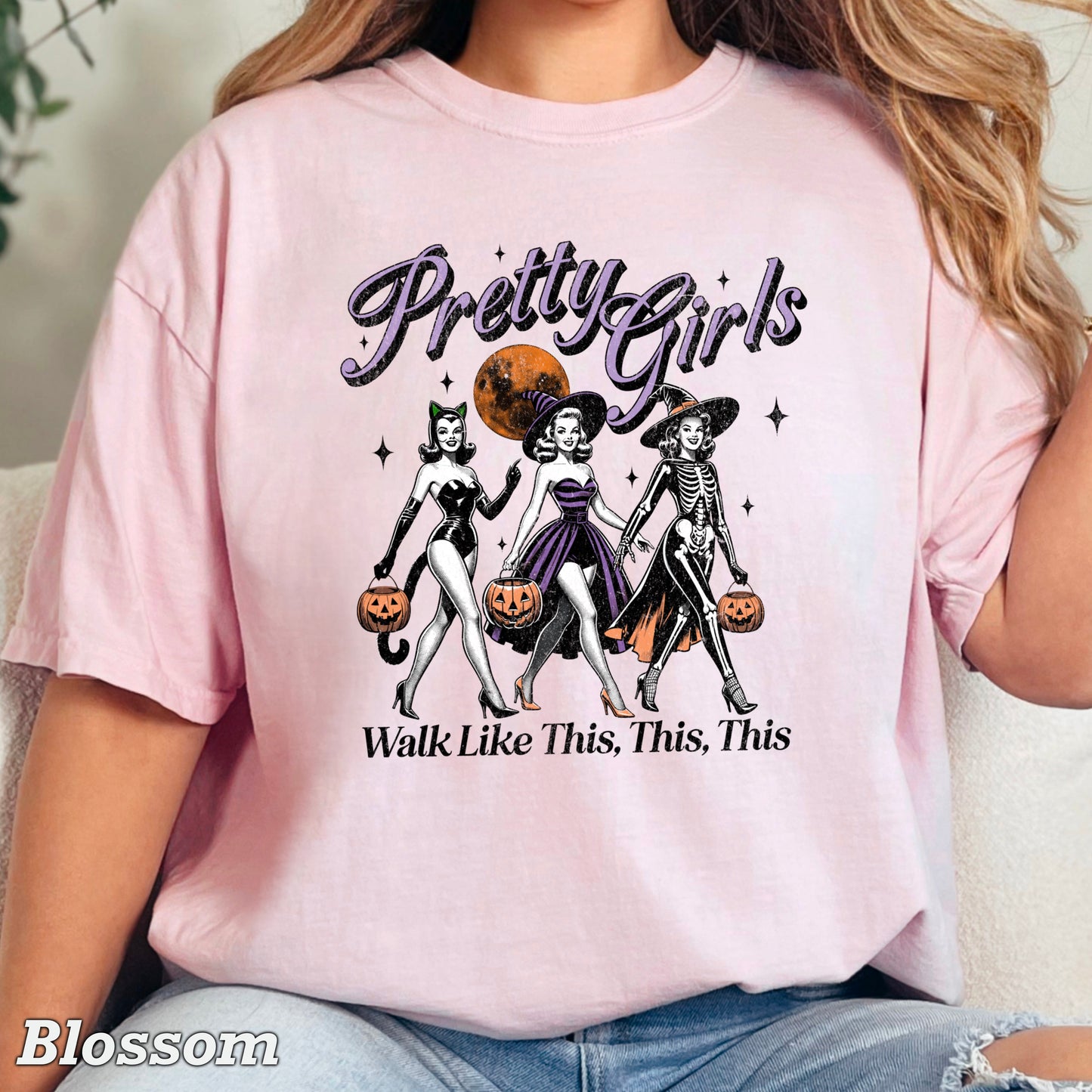 Pretty Girls Halloween Comfort Color Graphic Tee
