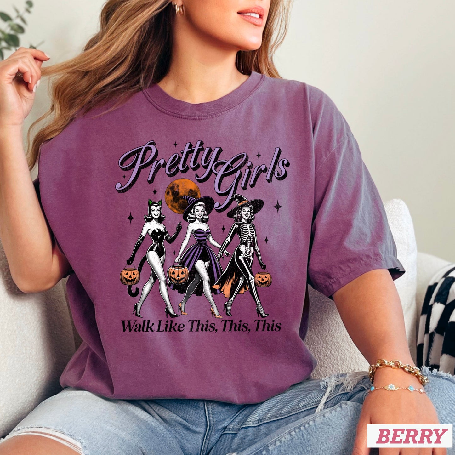 Pretty Girls Halloween Comfort Color Graphic Tee