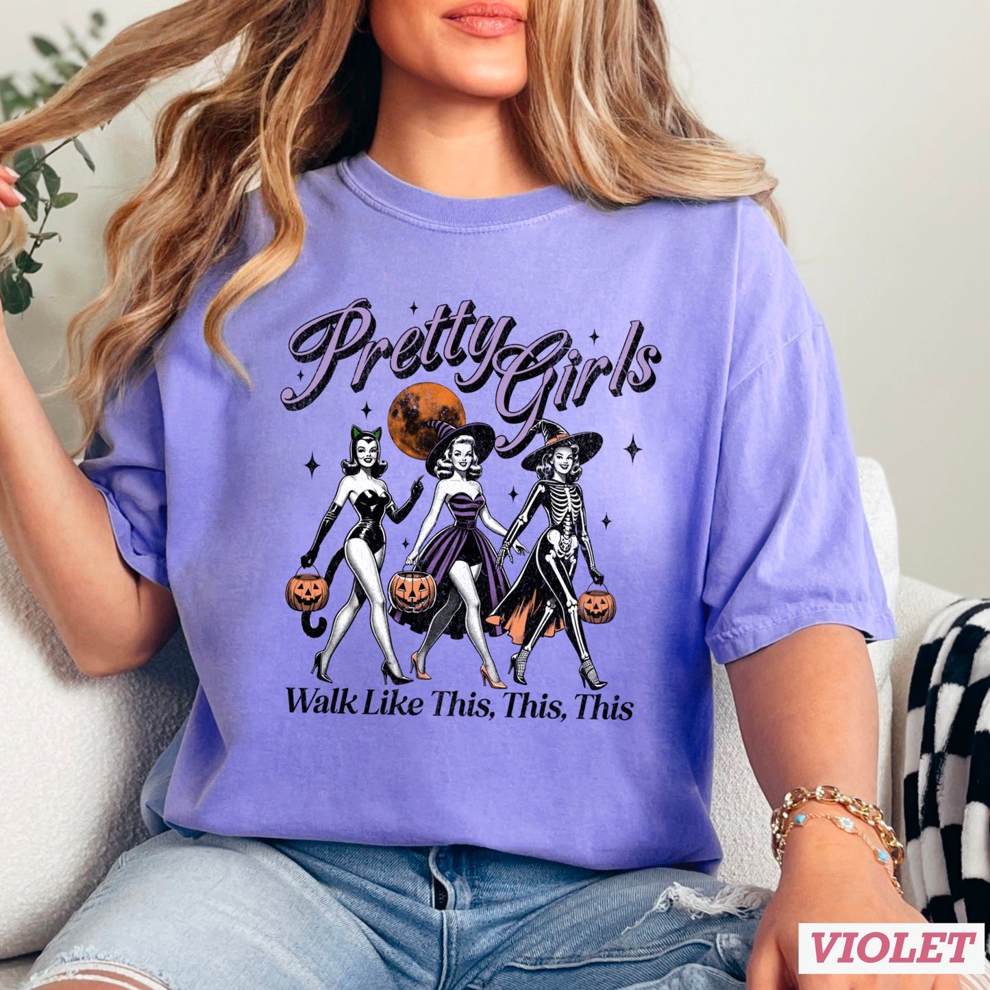 Pretty Girls Halloween Comfort Color Graphic Tee