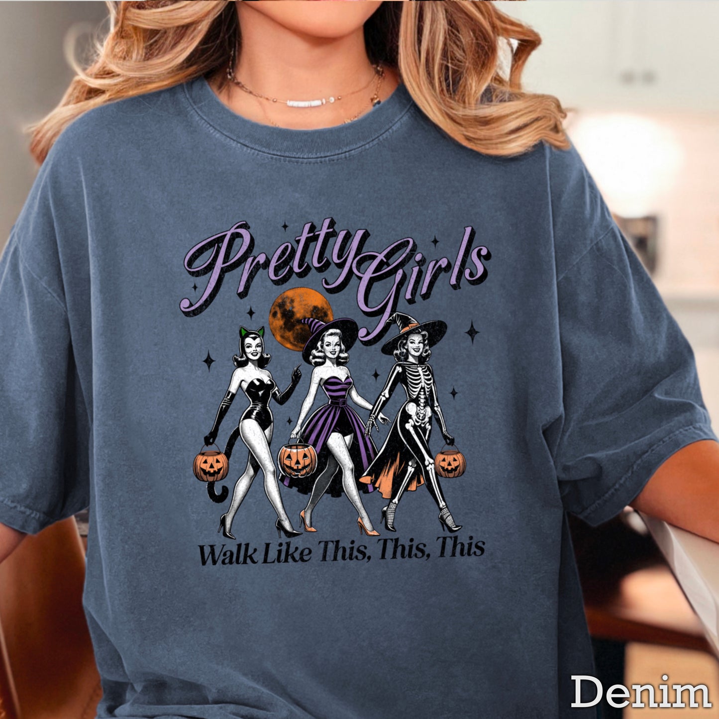Pretty Girls Halloween Comfort Color Graphic Tee