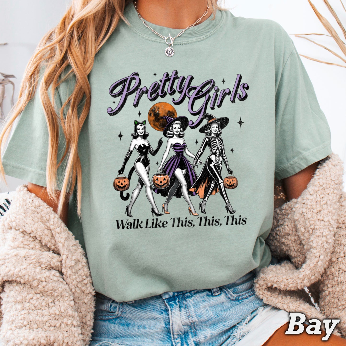 Pretty Girls Halloween Comfort Color Graphic Tee
