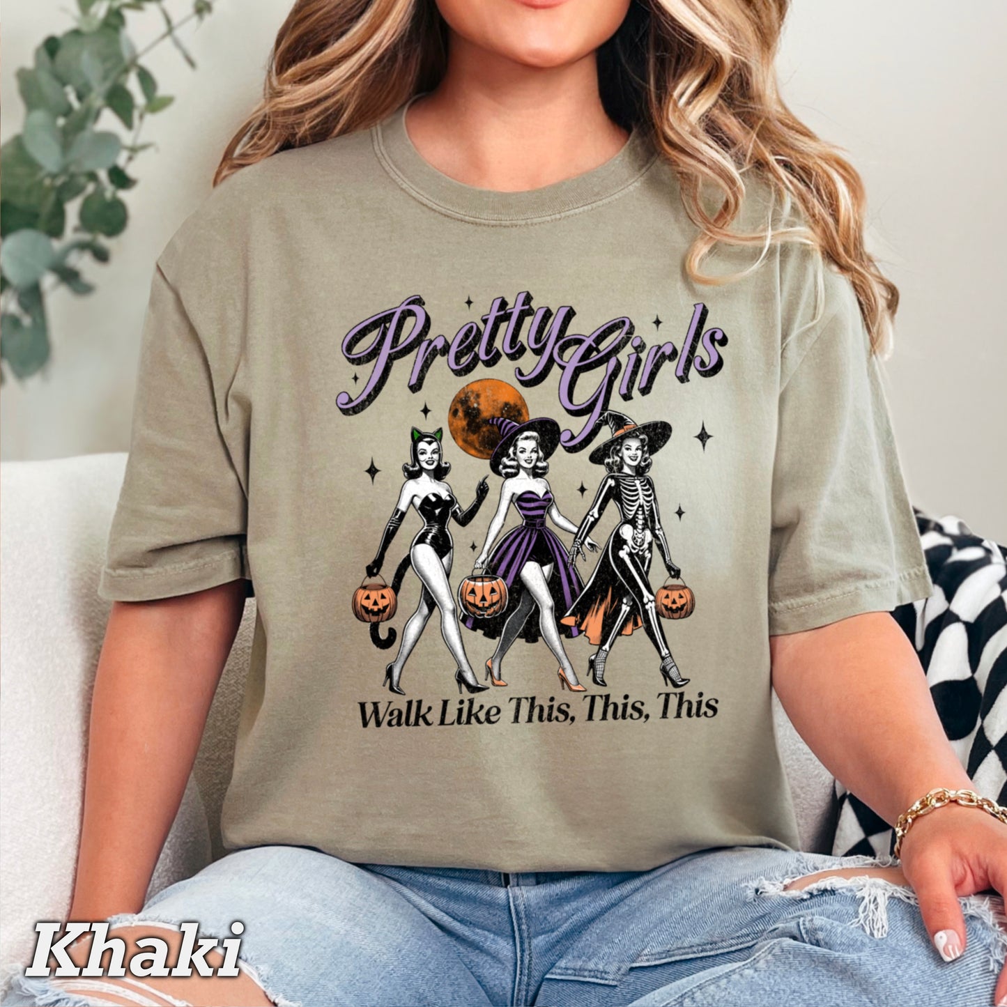 Pretty Girls Halloween Comfort Color Graphic Tee