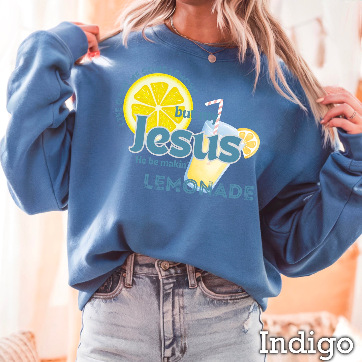 Jesus Be Makin Lemonade Graphic Crewneck Sweatshirt
