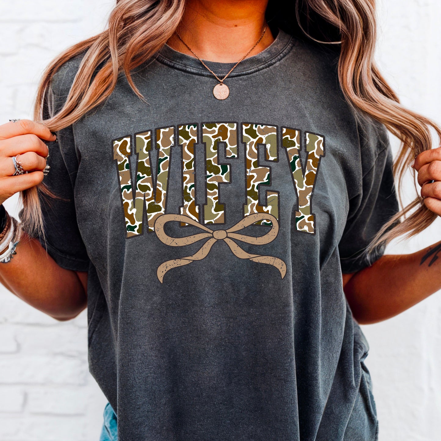 Wifey Camo Comfort Color Graphic Tee