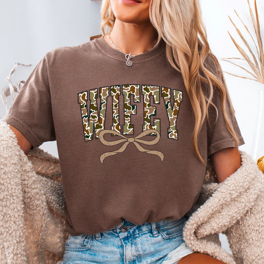 Wifey Camo Comfort Color Graphic Tee