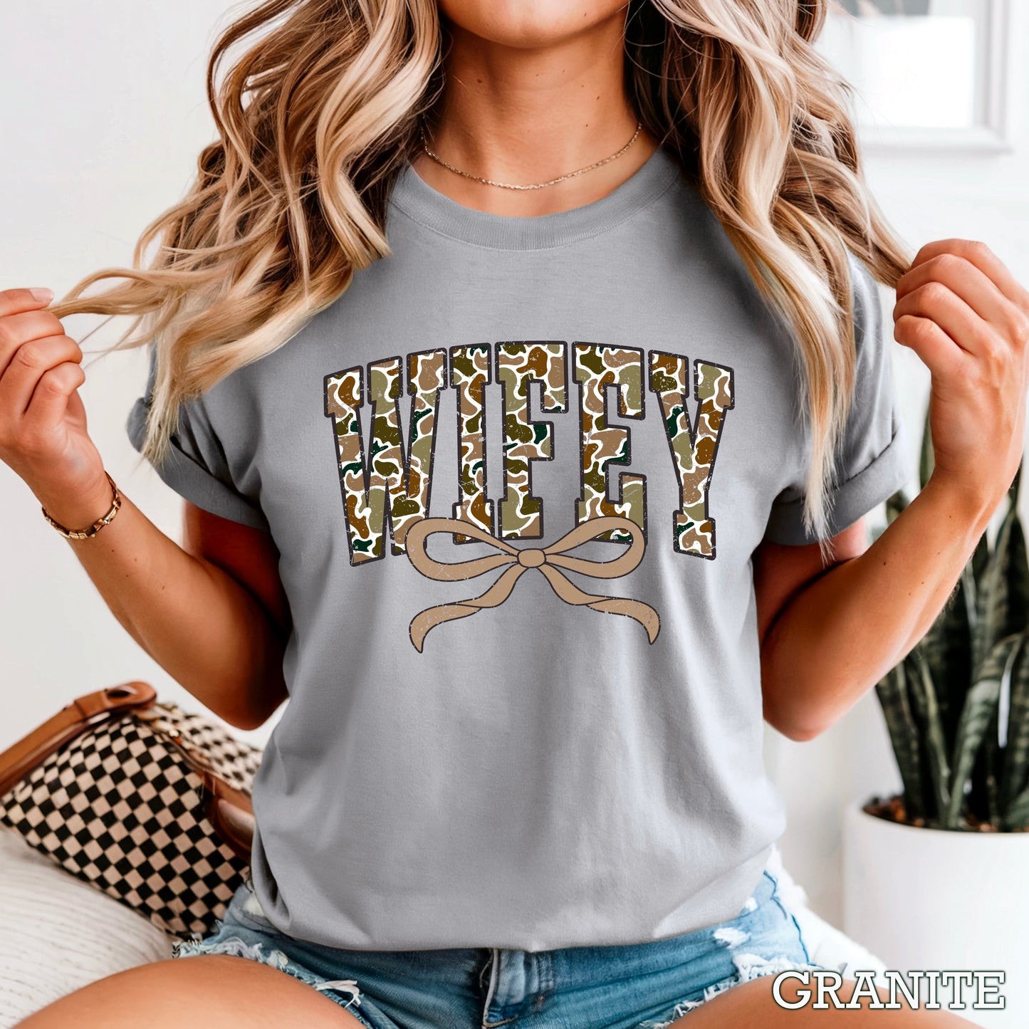 Wifey Camo Comfort Color Graphic Tee