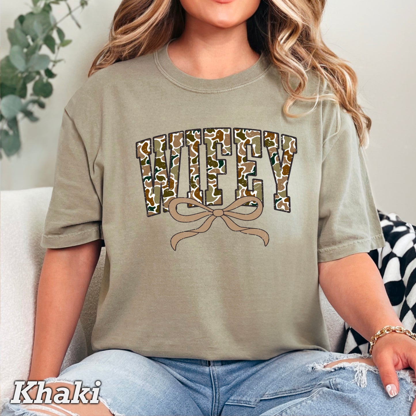 Wifey Camo Comfort Color Graphic Tee