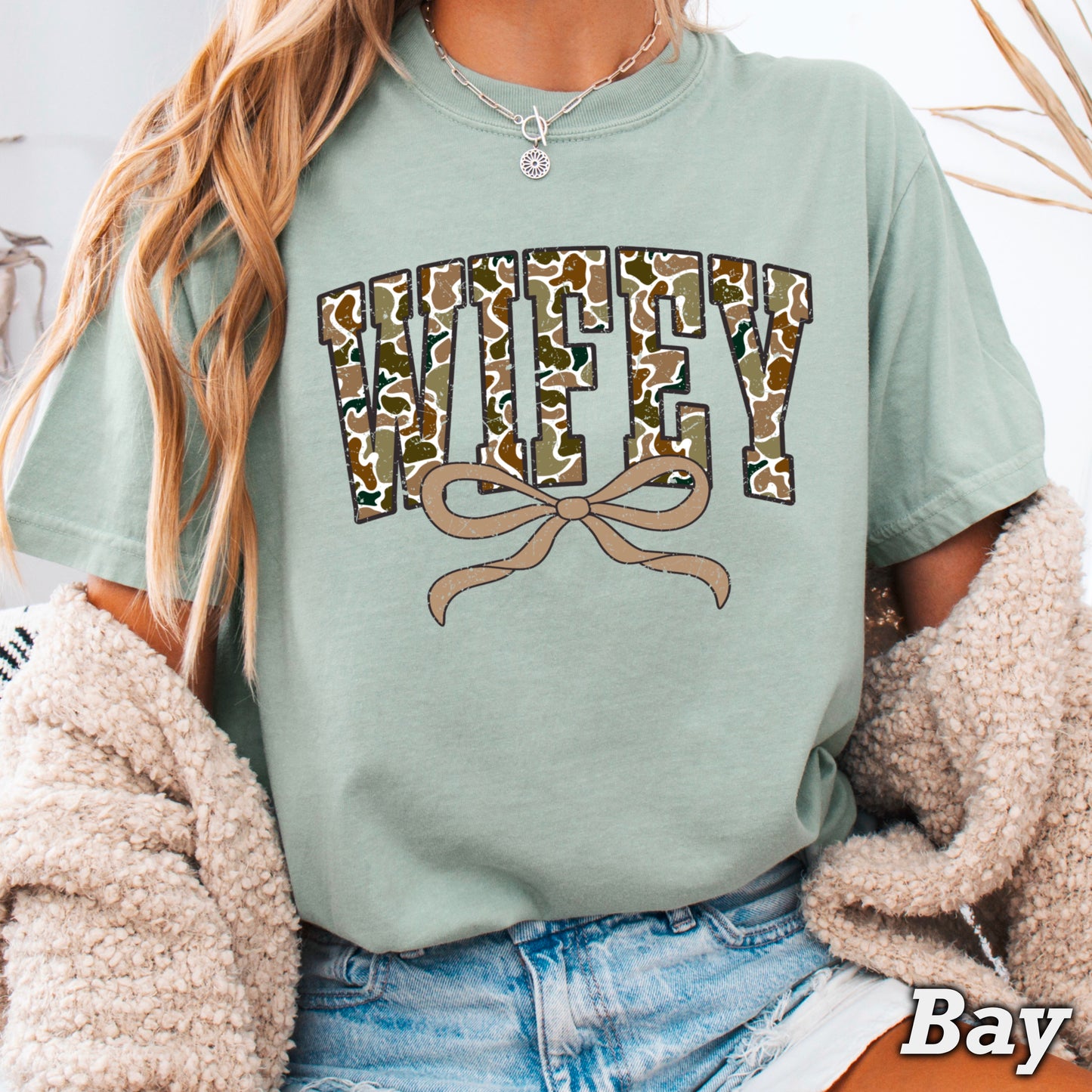 Wifey Camo Comfort Color Graphic Tee