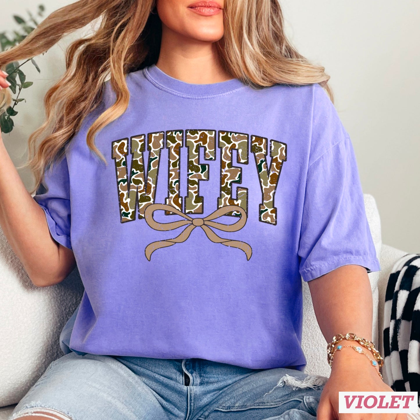 Wifey Camo Comfort Color Graphic Tee