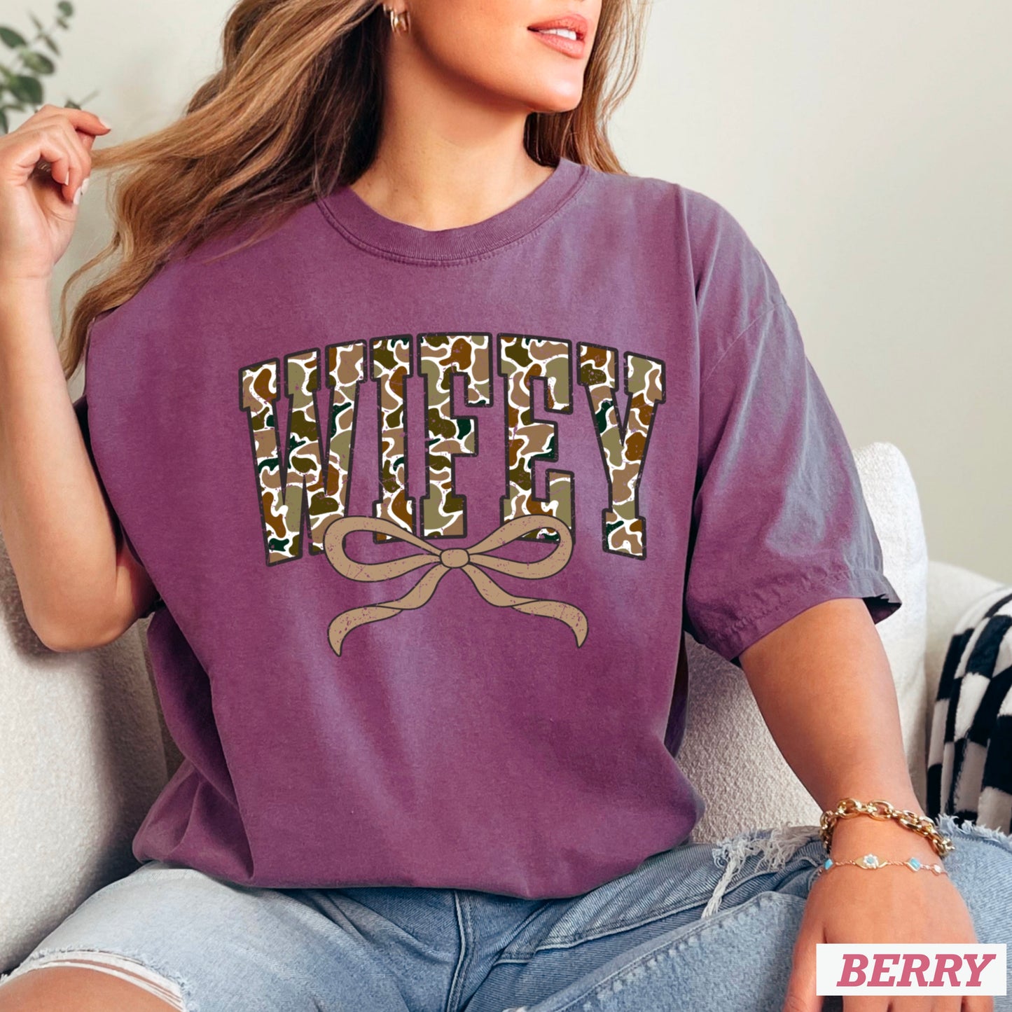Wifey Camo Comfort Color Graphic Tee