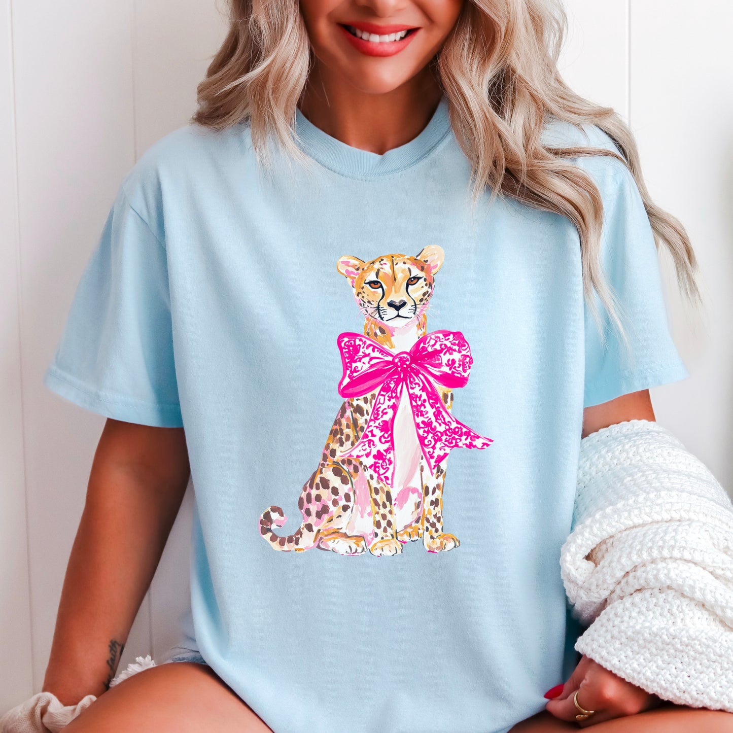 Leopard With Pink Bow DTF Transfer