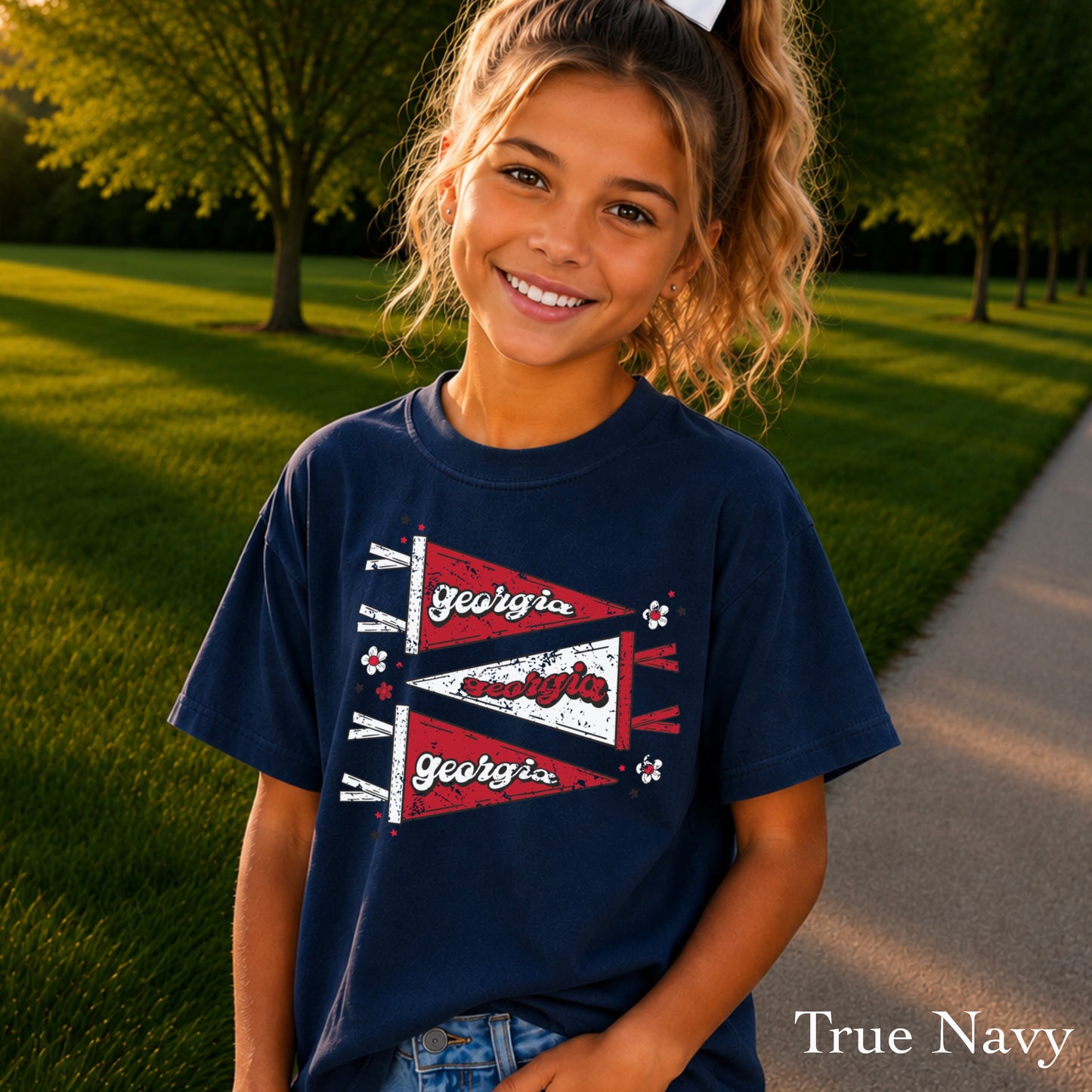 Red & Black Pennant Flag Youth Comfort Color T-Shirt