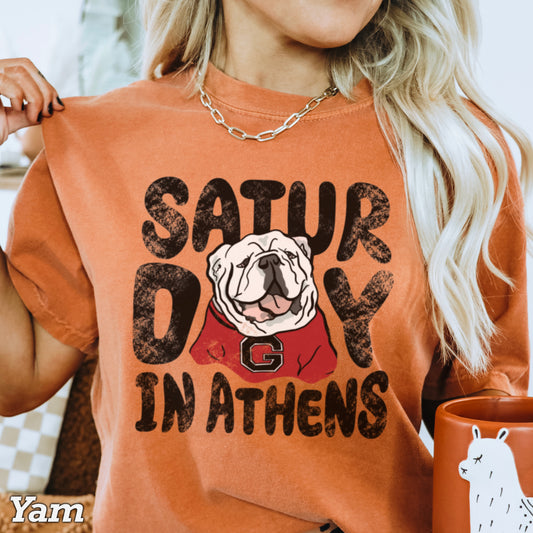 Saturday Red & Black Comfort Color Graphic Tee