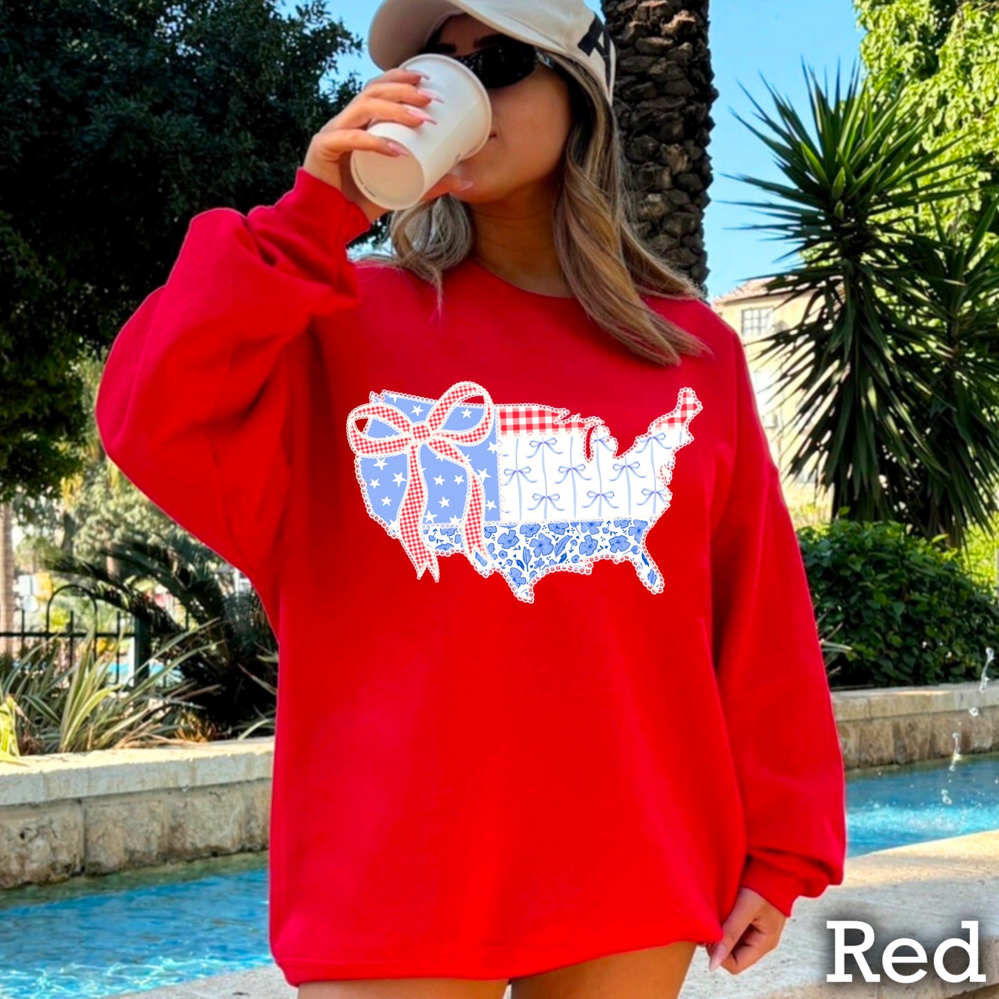 United States Lace Detail Crewneck Sweatshirt