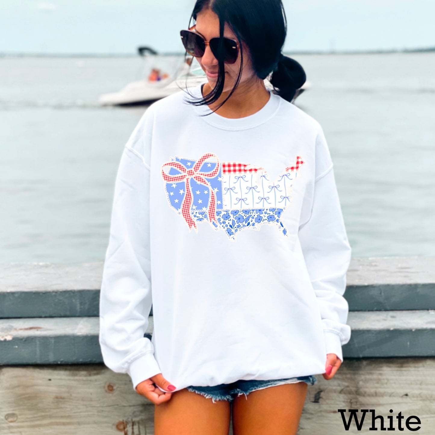 United States Lace Detail Crewneck Sweatshirt