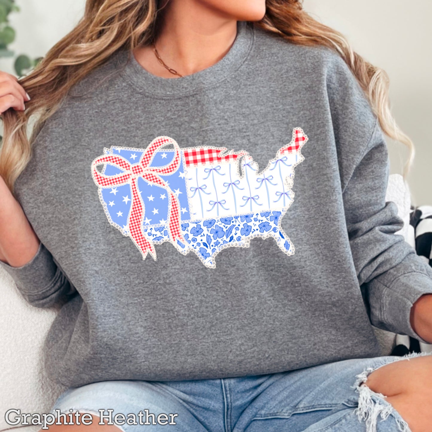 United States Lace Detail Crewneck Sweatshirt