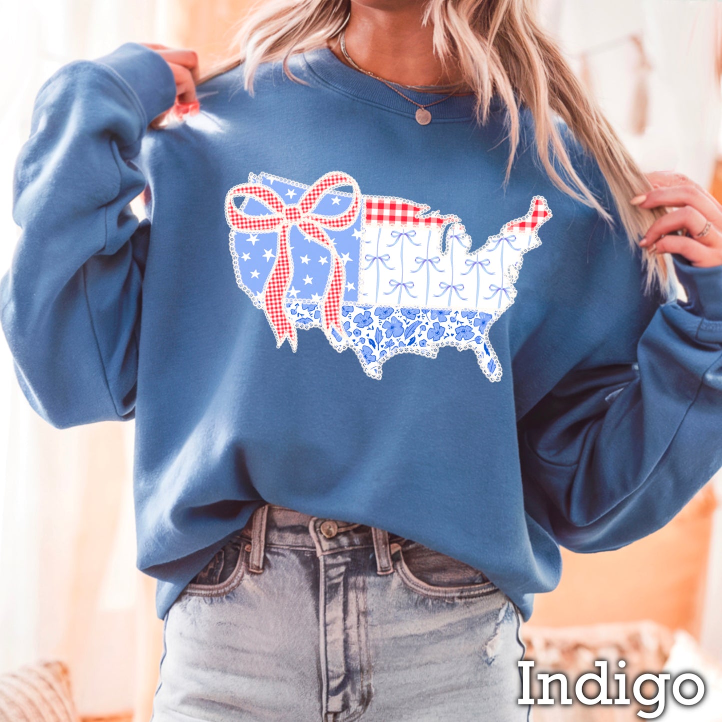 United States Lace Detail Crewneck Sweatshirt