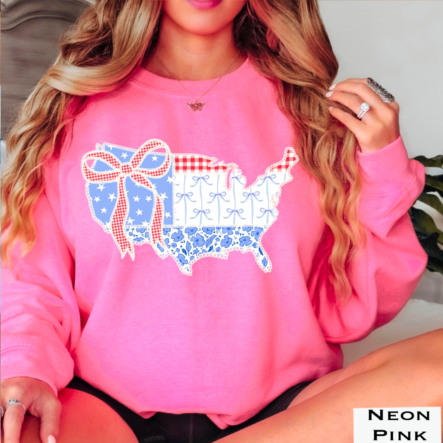 United States Lace Detail Crewneck Sweatshirt