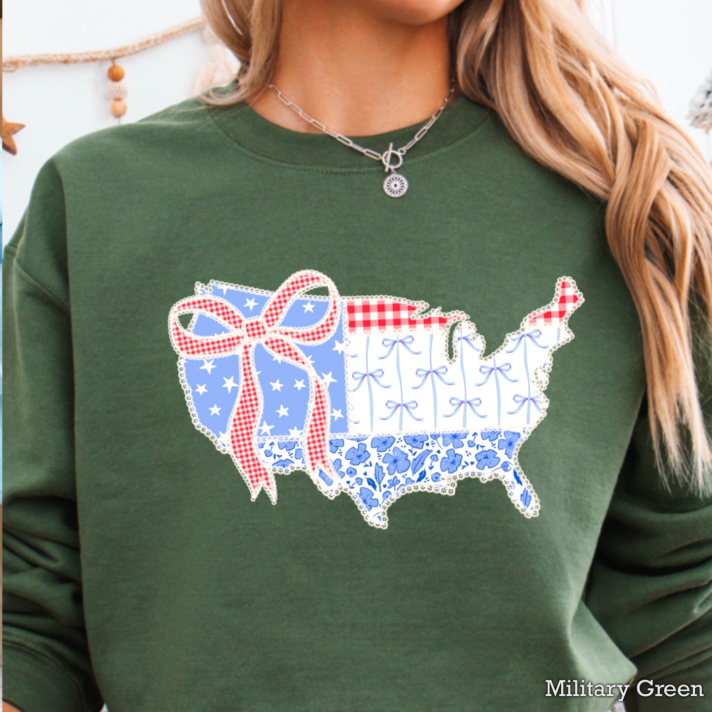 United States Lace Detail Crewneck Sweatshirt