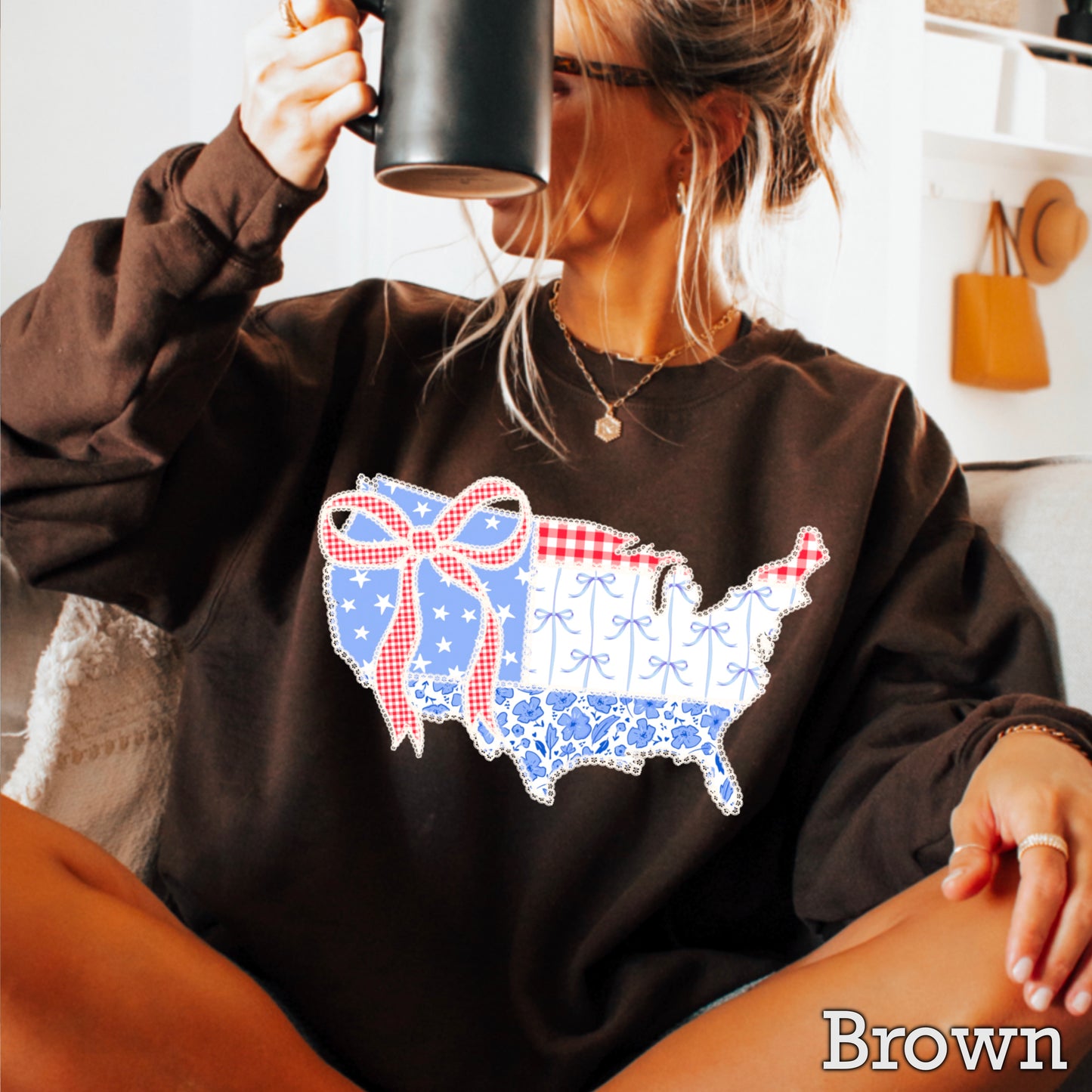 United States Lace Detail Crewneck Sweatshirt