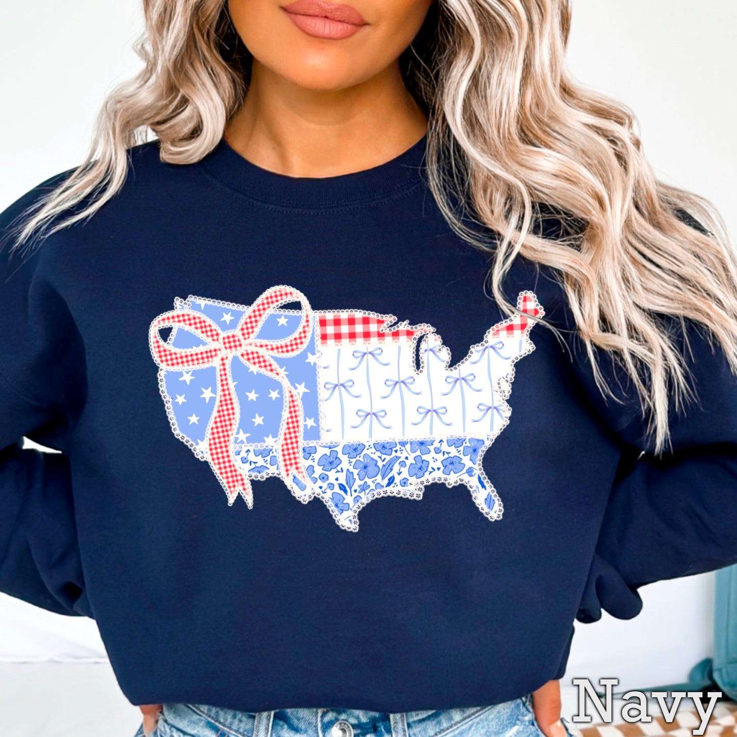 United States Lace Detail Crewneck Sweatshirt