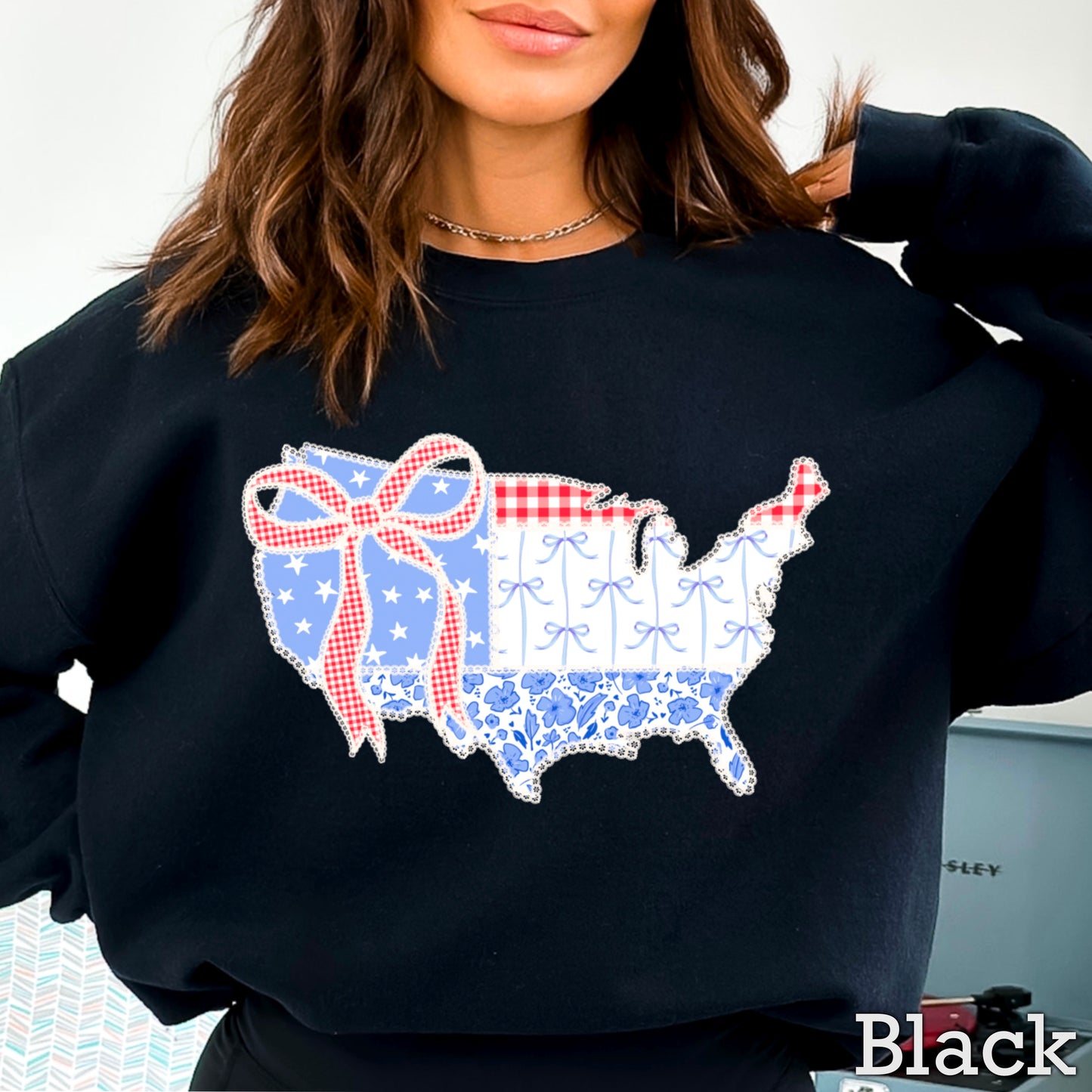 United States Lace Detail Crewneck Sweatshirt