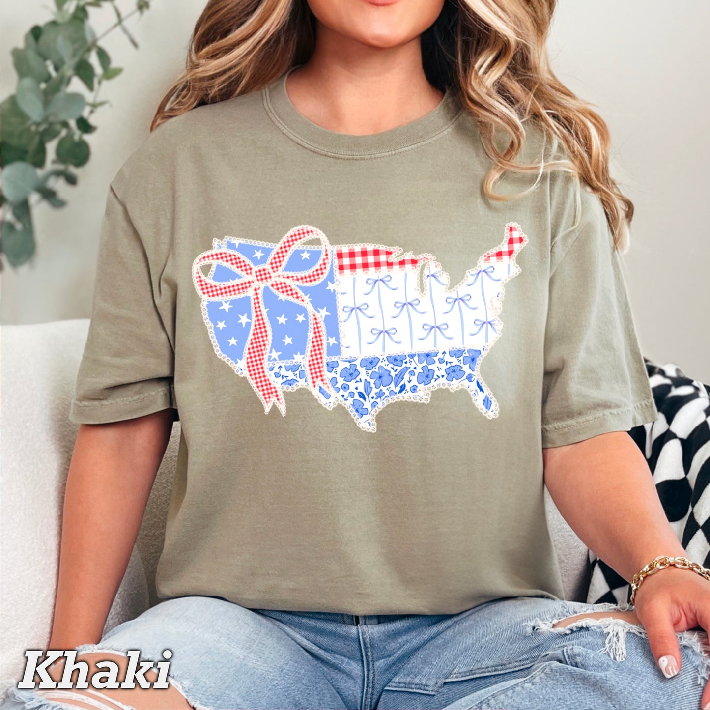 United States Lace Detail Comfort Color Graphic Tee