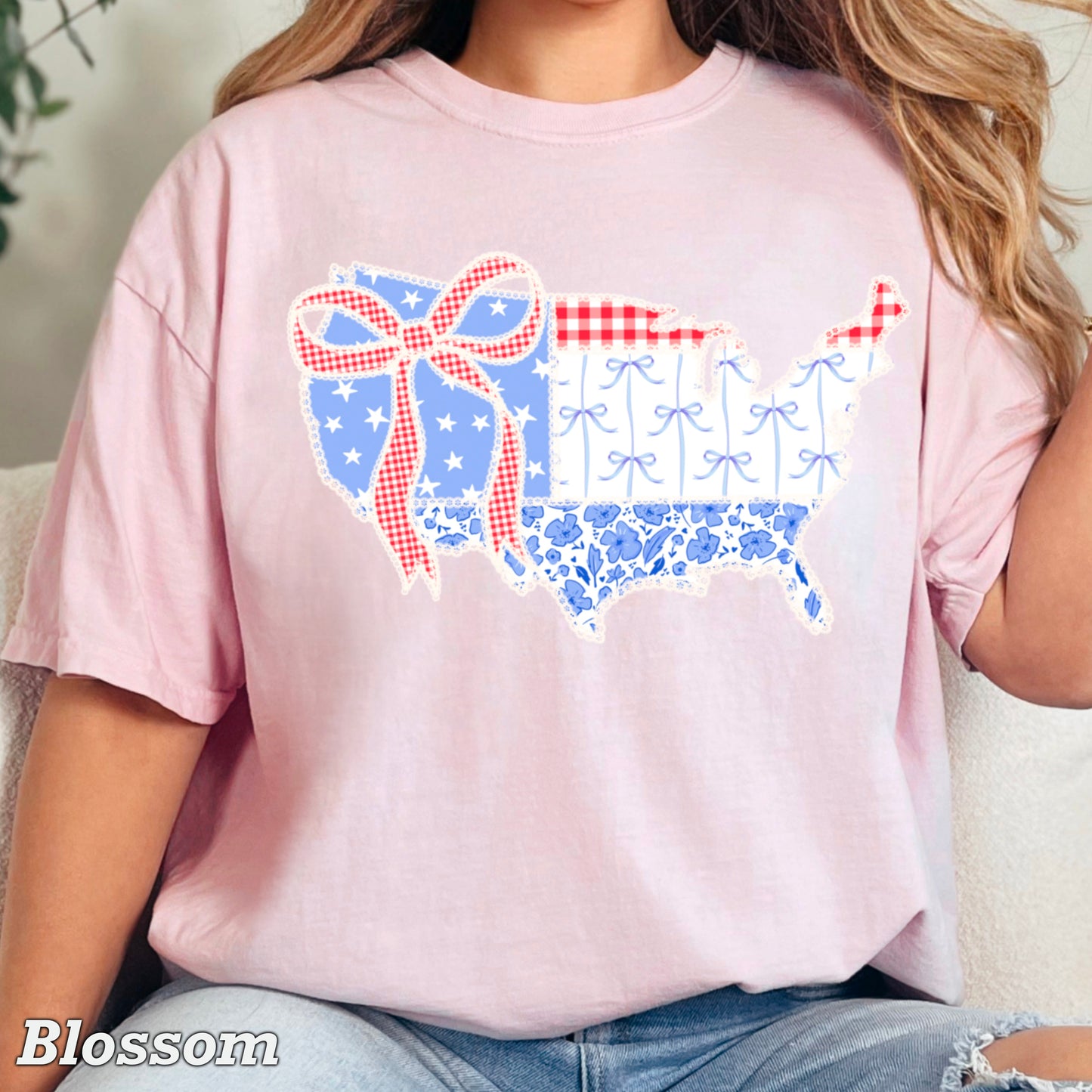 United States Lace Detail Comfort Color Graphic Tee